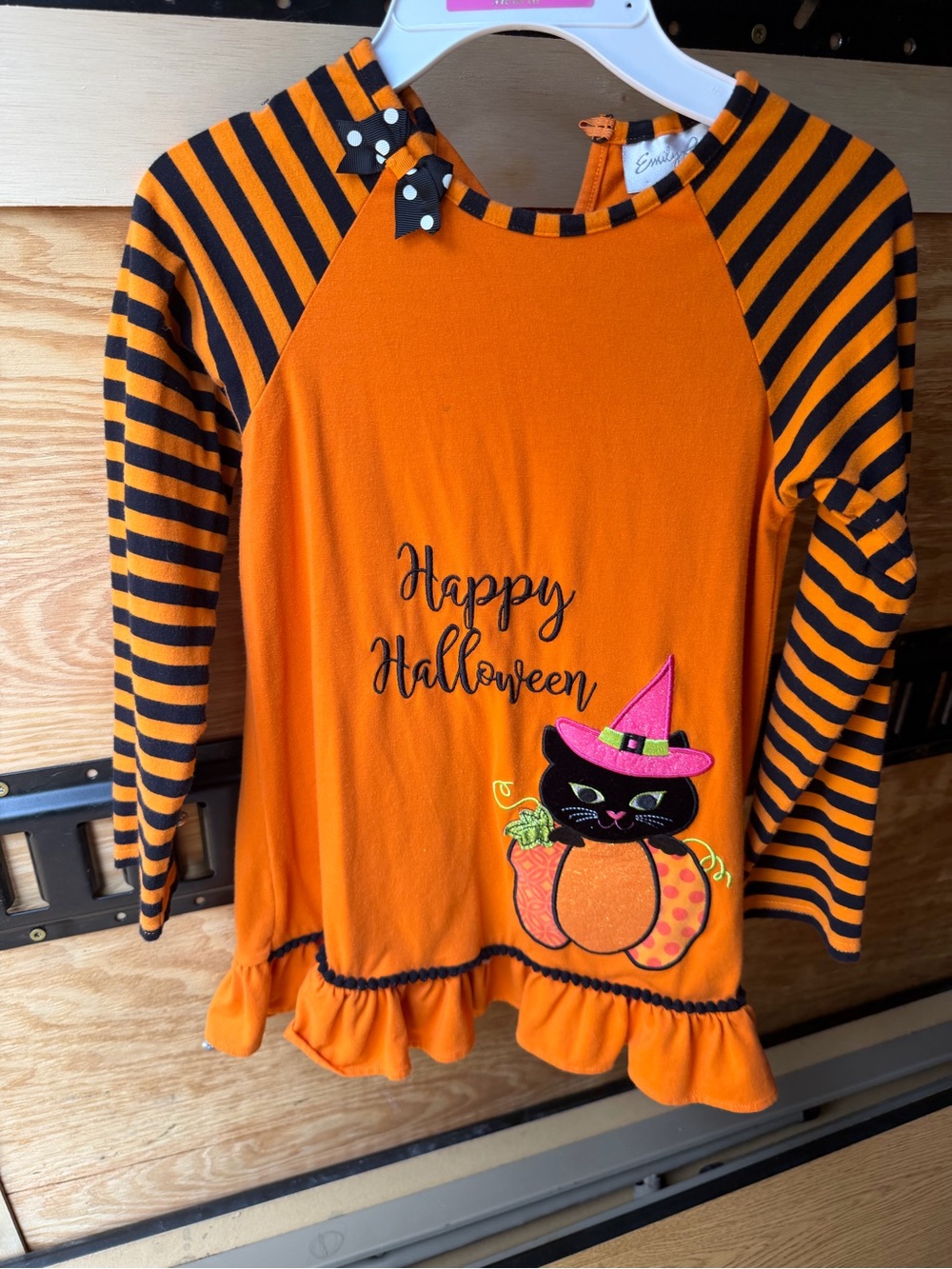 Halloween Black Cat Pumpkin Dress - Orange & Black